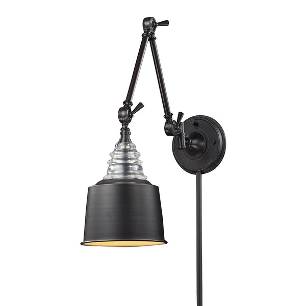 Insulator Glass 1 Light Swingarm Sconce In Oiled Bronze