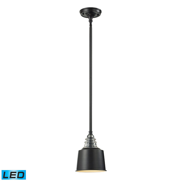 Insulator Glass 1 Light LED Pendant In Oiled Bronze