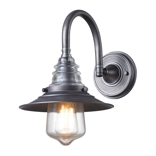 Insulator Glass 1 Light Wall Sconce In Weathered Zinc
