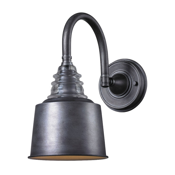 Insulator Glass 1 Light Wall Sconce In Weathered Zinc
