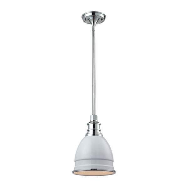 Carolton 1 Light Pendant In Gloss White And Chrome