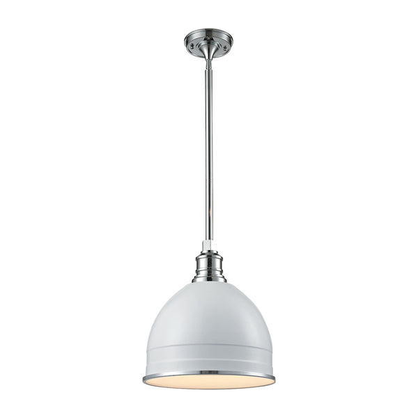 Carolton 1 Light Pendant In Gloss White And Chrome