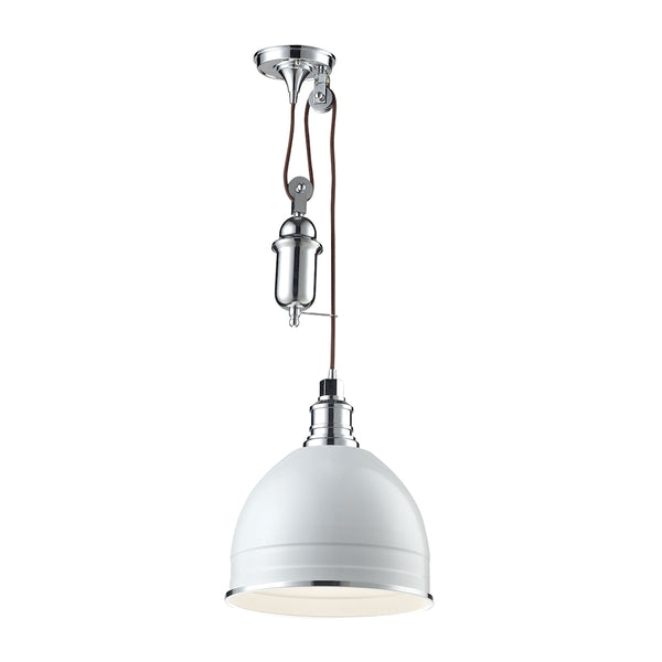 Carolton 1 Light Pendant In Gloss White And Chrome