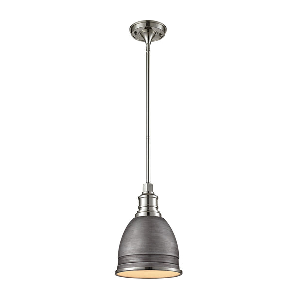 Carolton 1 Light Pendant In Weathered Zinc And Polished Nickel