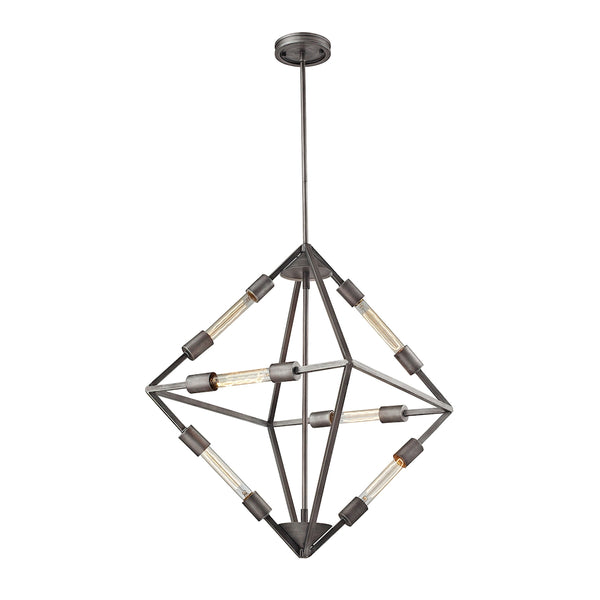 Laboratory 6 Light Chandelier In Weathered Zinc
