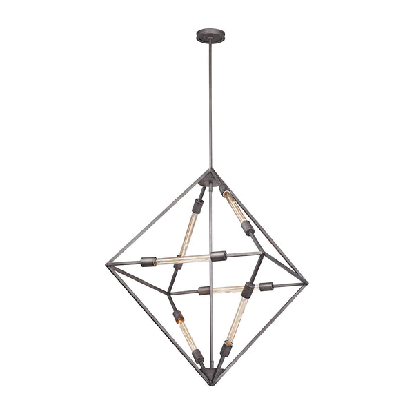 Laboratory 6 Light Chandelier In Weathered Zinc