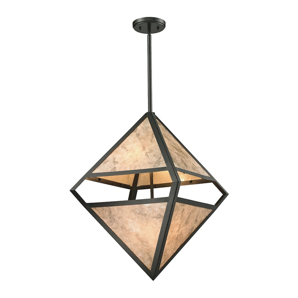 Mica 4 Light Pendant In Oil Rubbed Bronze And Marble Printed Mica