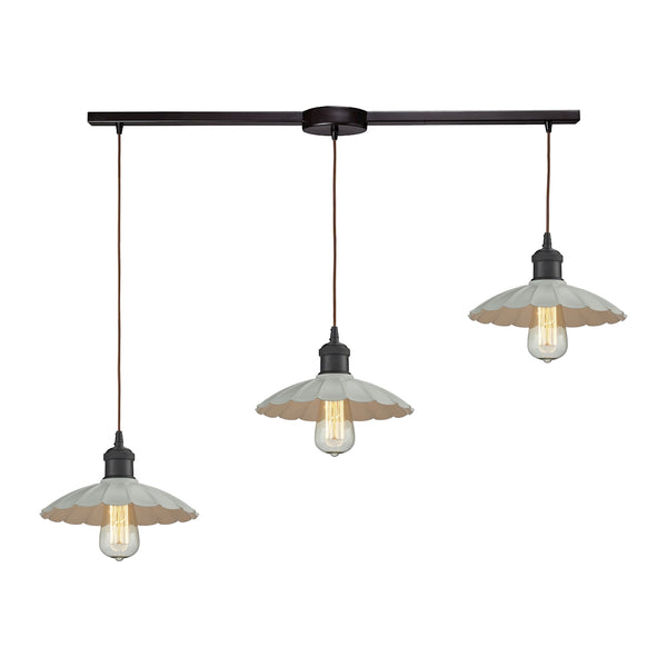 Corrine 3 Light Pendant In Oil Rubbed Bronze And White