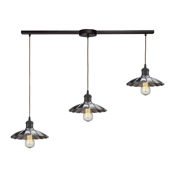 Corrine 3 Light Pendant In Oil Rubbed Bronze And Chrome