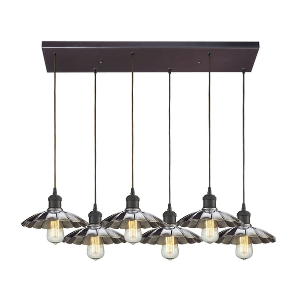 Corrine 6 Light Pendant In Oil Rubbed Bronze And Chrome