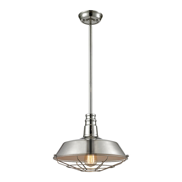 Warehouse Pendant 1 Light Pendant In Polished Nickel