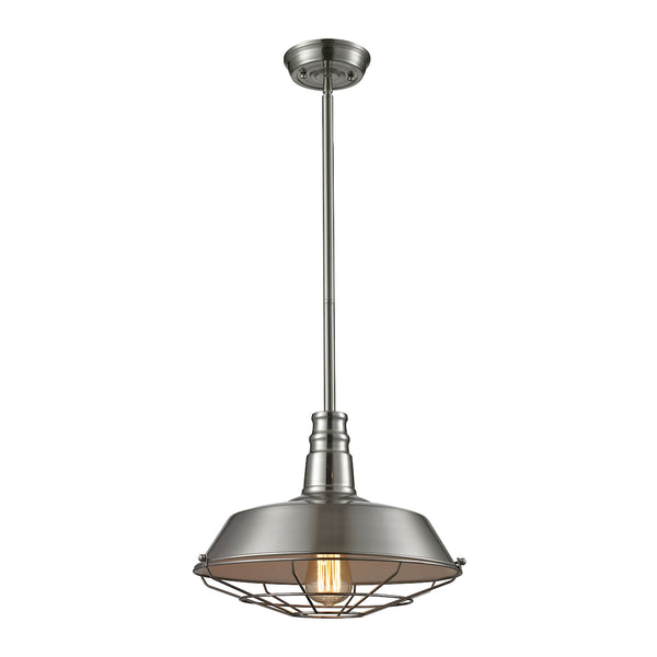 Warehouse Pendant 1 Light Pendant In Satin Nickel