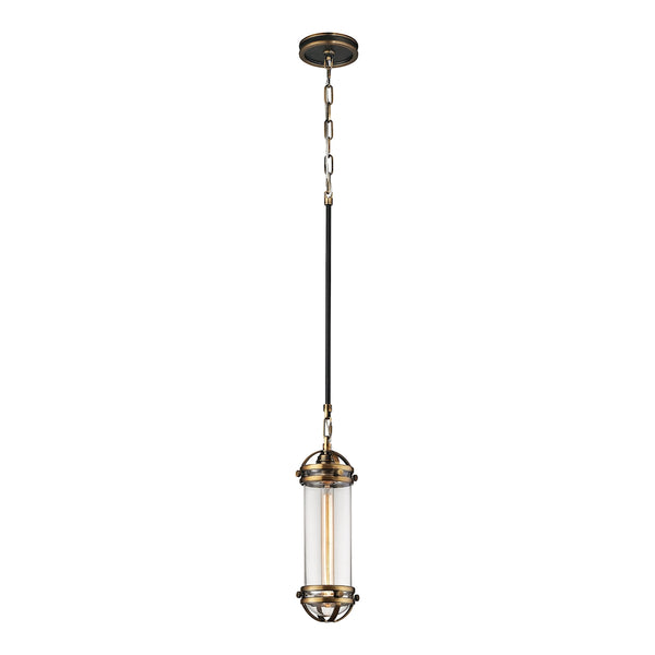Gramercy 1 Light Pendant In Antique Brass And Oil Rubbed Bronze
