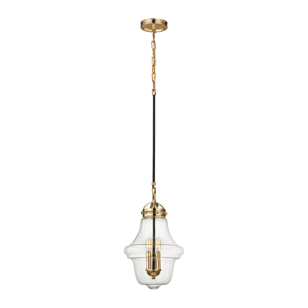 Gramercy 1 Light Pendant In Polished Gold And Oil Rubbed Bronze