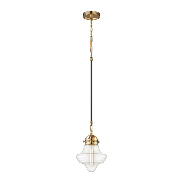Gramercy 1 Light Pendant In Polished Gold And Oil Rubbed Bronze