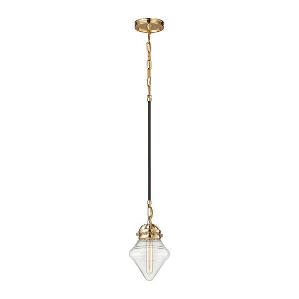Gramercy 1 Light Pendant In Polished Gold And Oil Rubbed Bronze