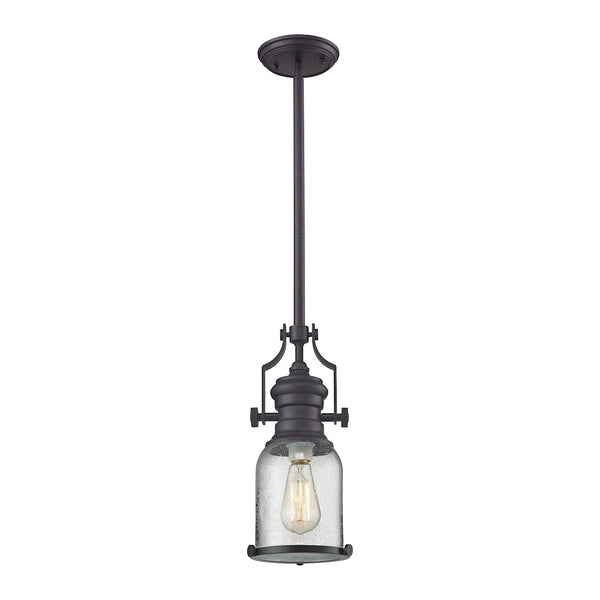 Chadwick 1 Light Pendant In Oil Rubbed Bronze And Seeded Glass
