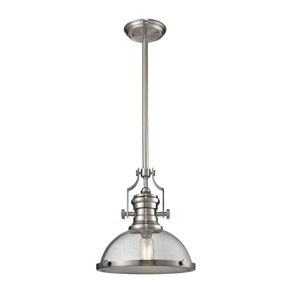 Chadwick 1 Light Pendant In Satin Nickel And Seeded Glass