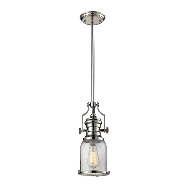 Chadwick 1 Light Pendant In Polished Nickel And Seeded Glass