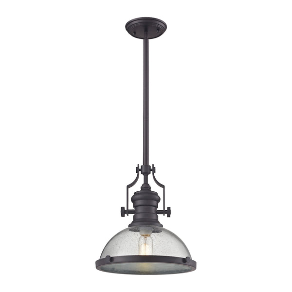 Chadwick 1 Light Pendant In Oil Rubbed Bronze And Seeded Glass