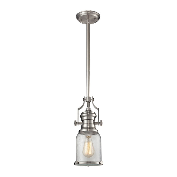 Chadwick 1 Light Pendant In Satin Nickel And Seeded Glass