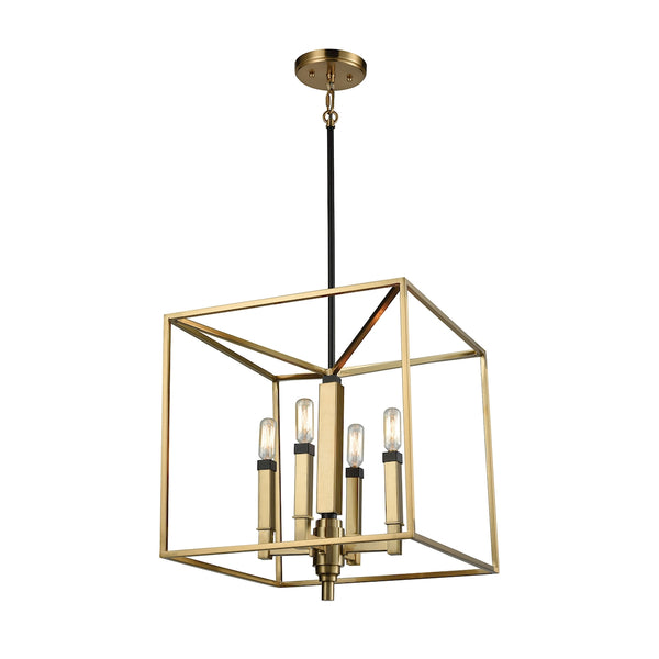 Mandeville 4 Light Chandelier In Satin Brass With Oil Rubbed Bronze Accents