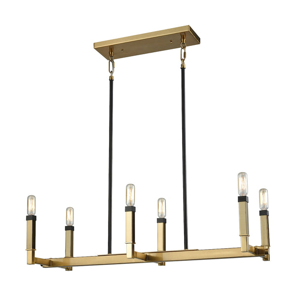 Mandeville 6 Light Chandelier In Satin Brass With Oil Rubbed Bronze Accents