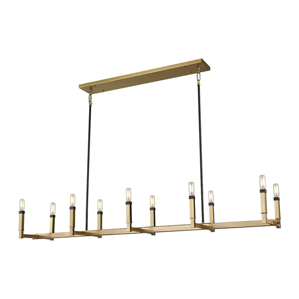 Mandeville 10 Light Chandelier In Satin Brass With Oil Rubbed Bronze Accents