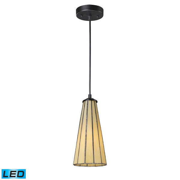 Lumino 1 Light LED Pendant In Matte Black And Hazy Beige