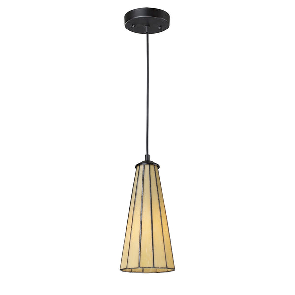 Lumino 1 Light Pendant In Matte Black And Hazy Beige