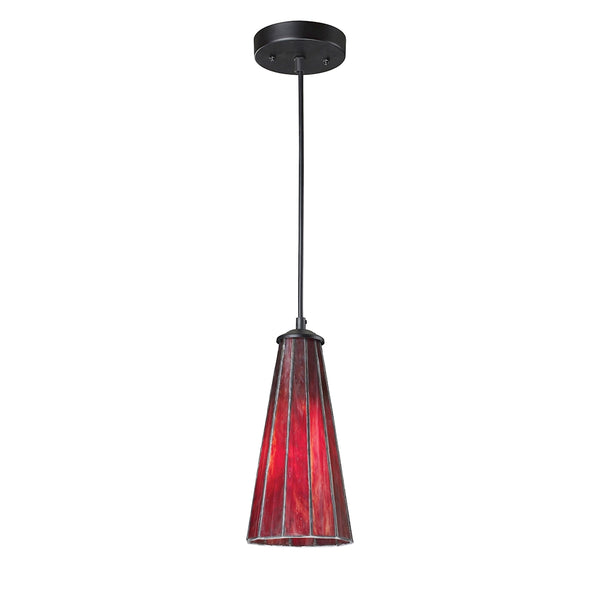Lumino 1 Light Pendant In Matte Black And Inferno Red