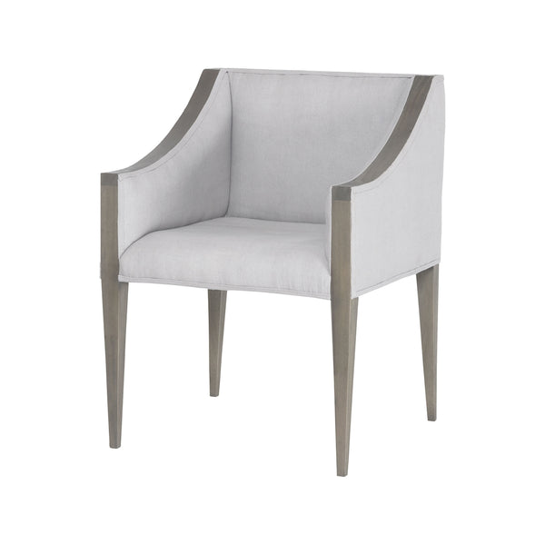 Ashley Side Chair In Waterfront Grey Stain With Morning Mist Linen Upholestery