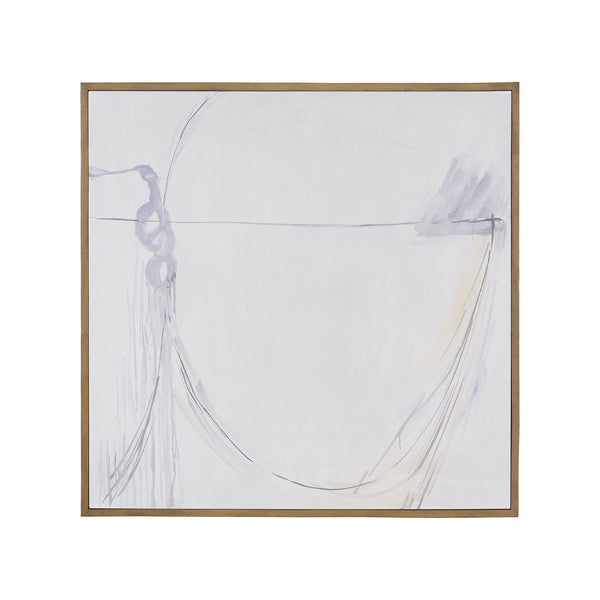Modern Suspension 40-Inch Hand Painted Canvas Wall Decor with Solid Mahogany White Washed Gallery Frame