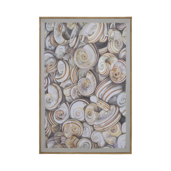 Nicobar 48-Inch Hand Painted Canvas Wall Decor with Tan Mahogany Frame
