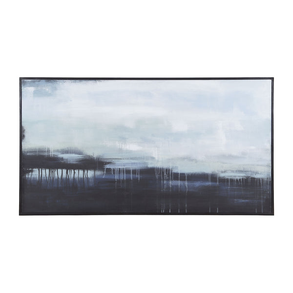 Dark Strand 34-Inch Hand Painted Canvas Wall Decor with Black Mahogany Frame