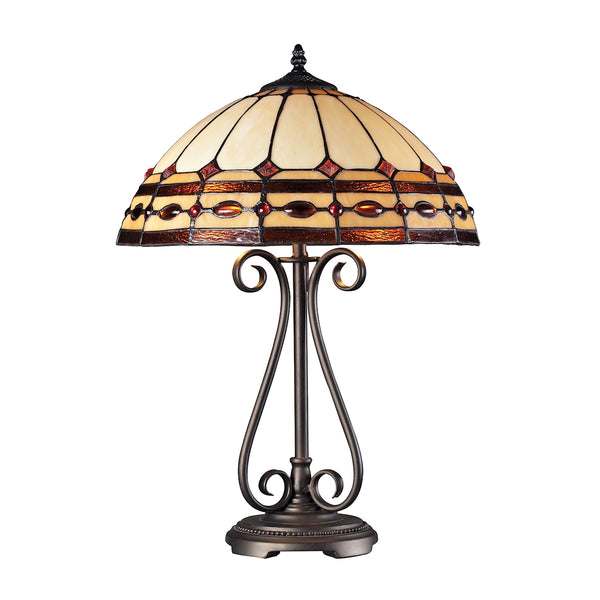Diamond Ring 2 Light Table Lamp In Burnished Copper