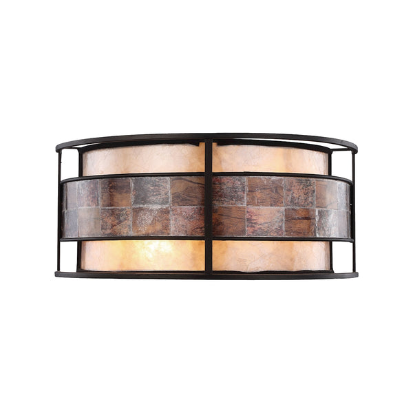 Tremont 2 Light Wall Sconce In Tiffany Bronze With Tan And Brown Mica
