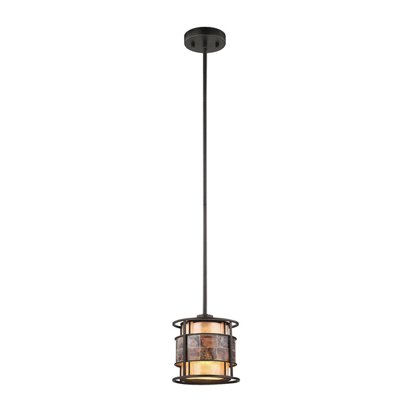 Tremont 1 Light Pendant In Tiffany Bronze With Tan And Brown Mica