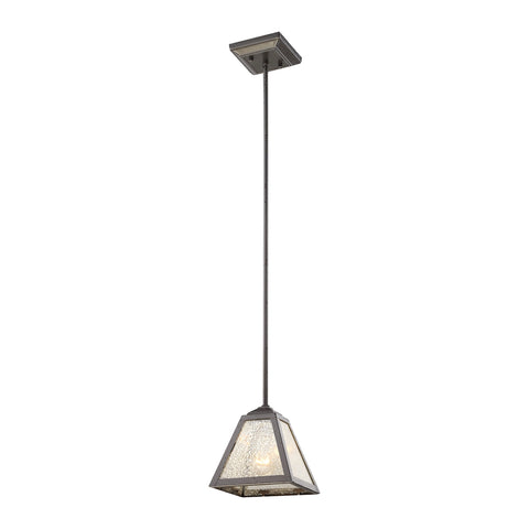 Plano 1 Light Pendant In Iron Rust With Mercury Glass