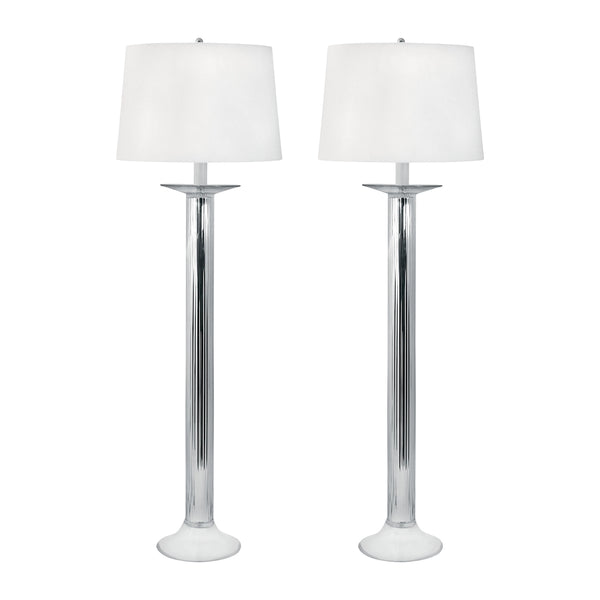 Mercury Glass Candlestick Table Lamps - Set of 2