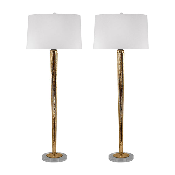 Mercury Glass Candlestick Lamp In Gold
