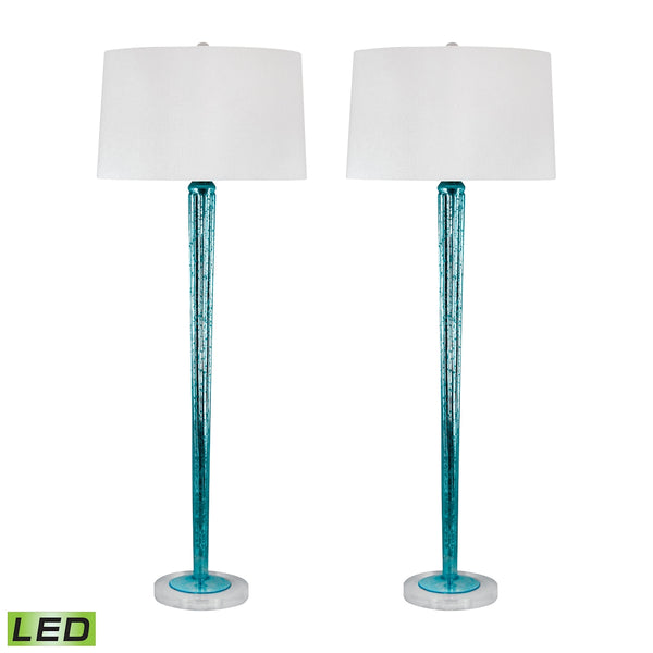Mercury Glass LED Candlestick Lamp In Blue
