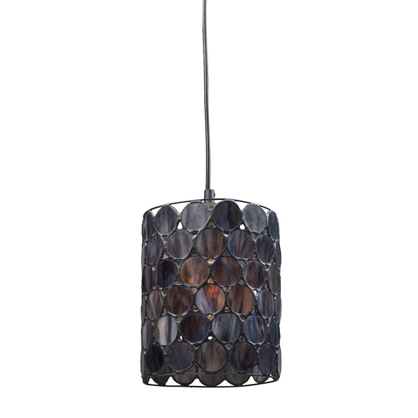 Cirque 1 Light Pendant In Matte Black And Tiffany Glass