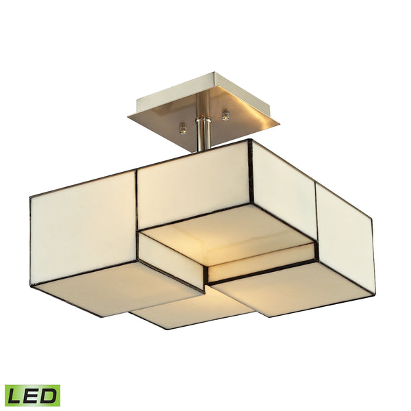 Cubist 2 Light LED Semi Flush In Brushed Nickel
