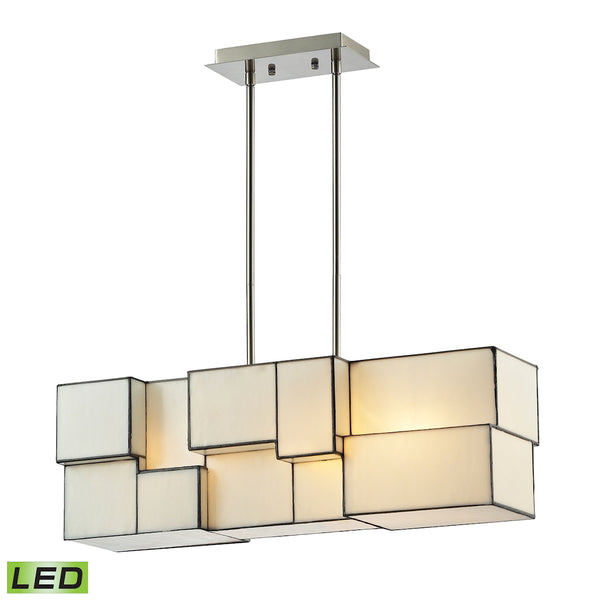 Cubist 4 Light LED Chandelier In Brushed Nickel