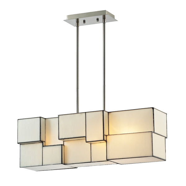 Cubist 4 Light Chandelier In Brushed Nickel