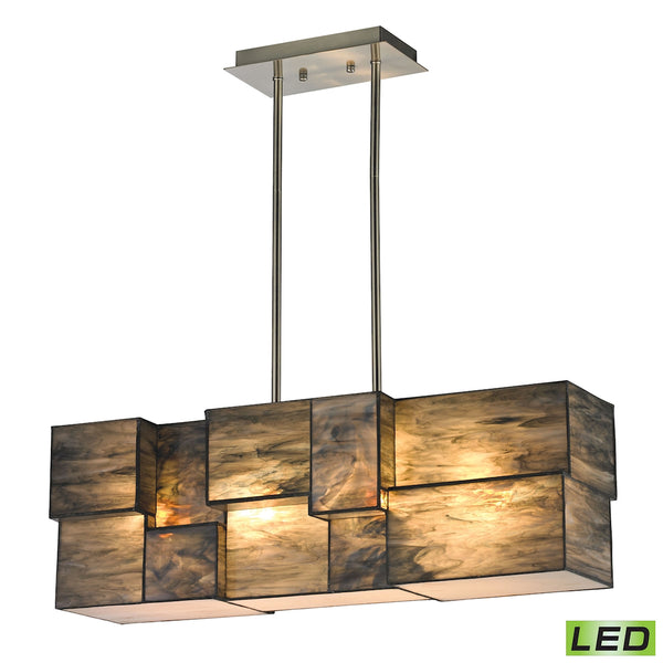 Cubist 4 Light LED Chandelier In Brushed Nickel