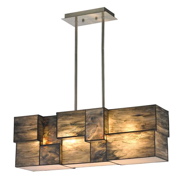 Cubist 4 Light Chandelier In Brushed Nickel