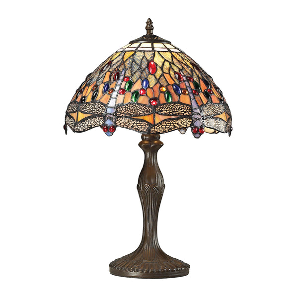 Dragonfly Tiffany Glass Table Lamp in Tiffany Bronze