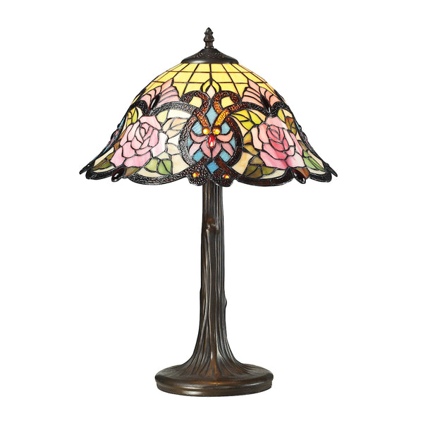 Rosedale Tiffany Glass Table Lamp in Tiffany Bronze